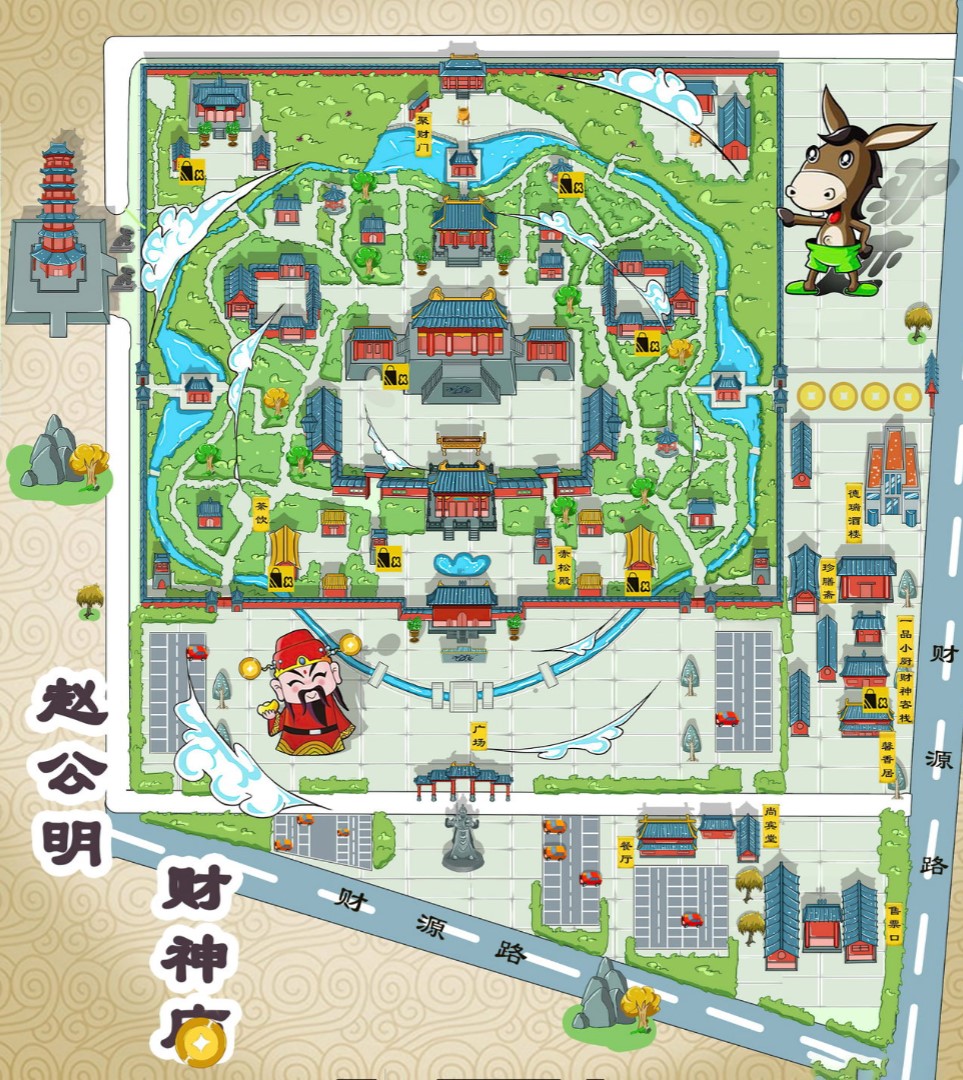 吴忠寺庙类手绘地图